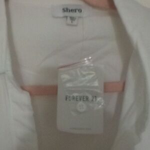 White forever 21 NWT open back white long dress with long sleeves and belt